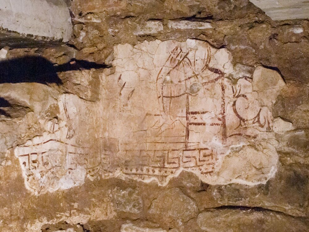 Chiesa di S. Pietro a Cassano: affresco attualmente visibile nei sotterranei.